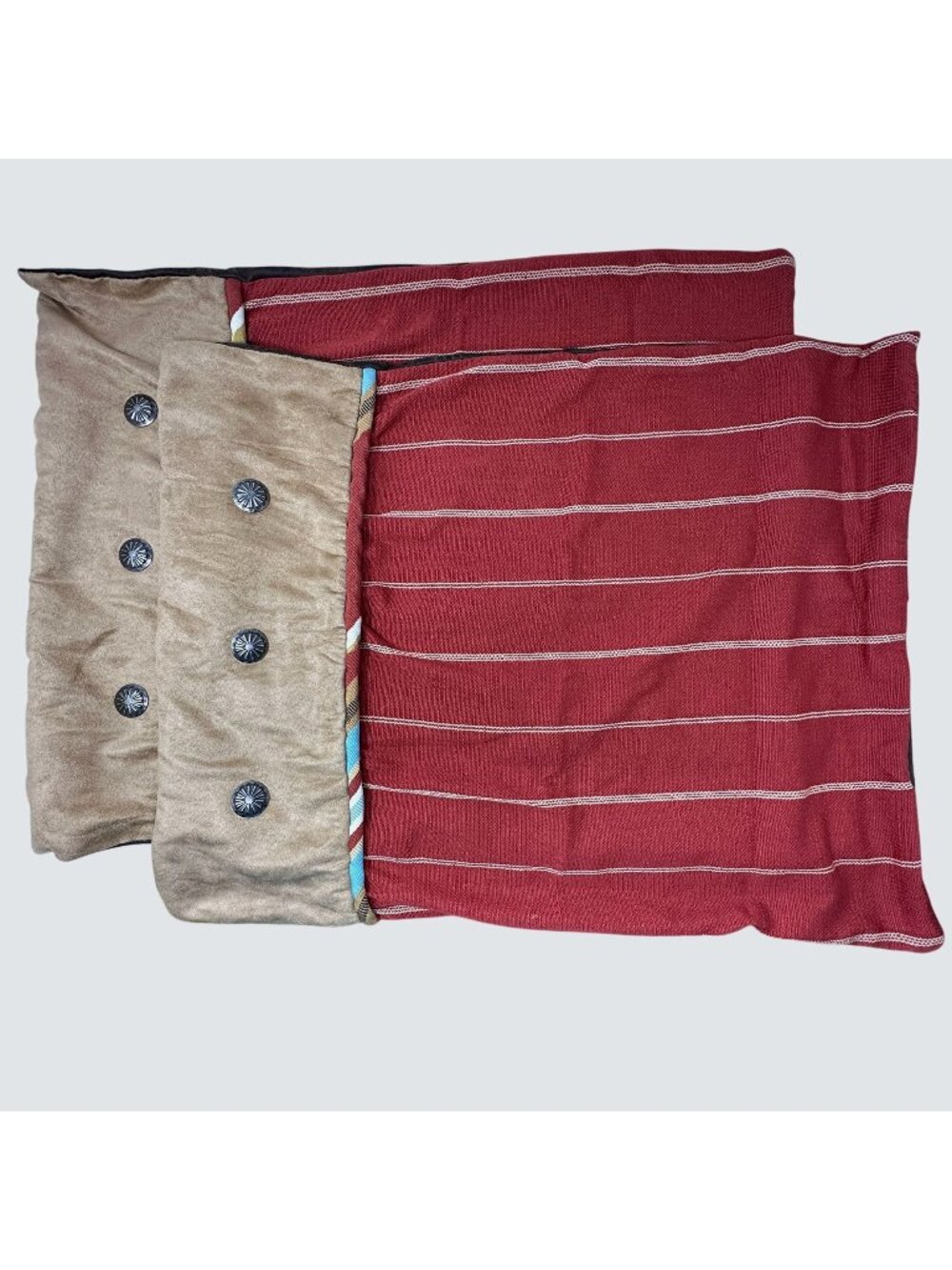HiEnd Accents Calhoun Red Striped Faux Suede Pillow Sham Standard Button Accent